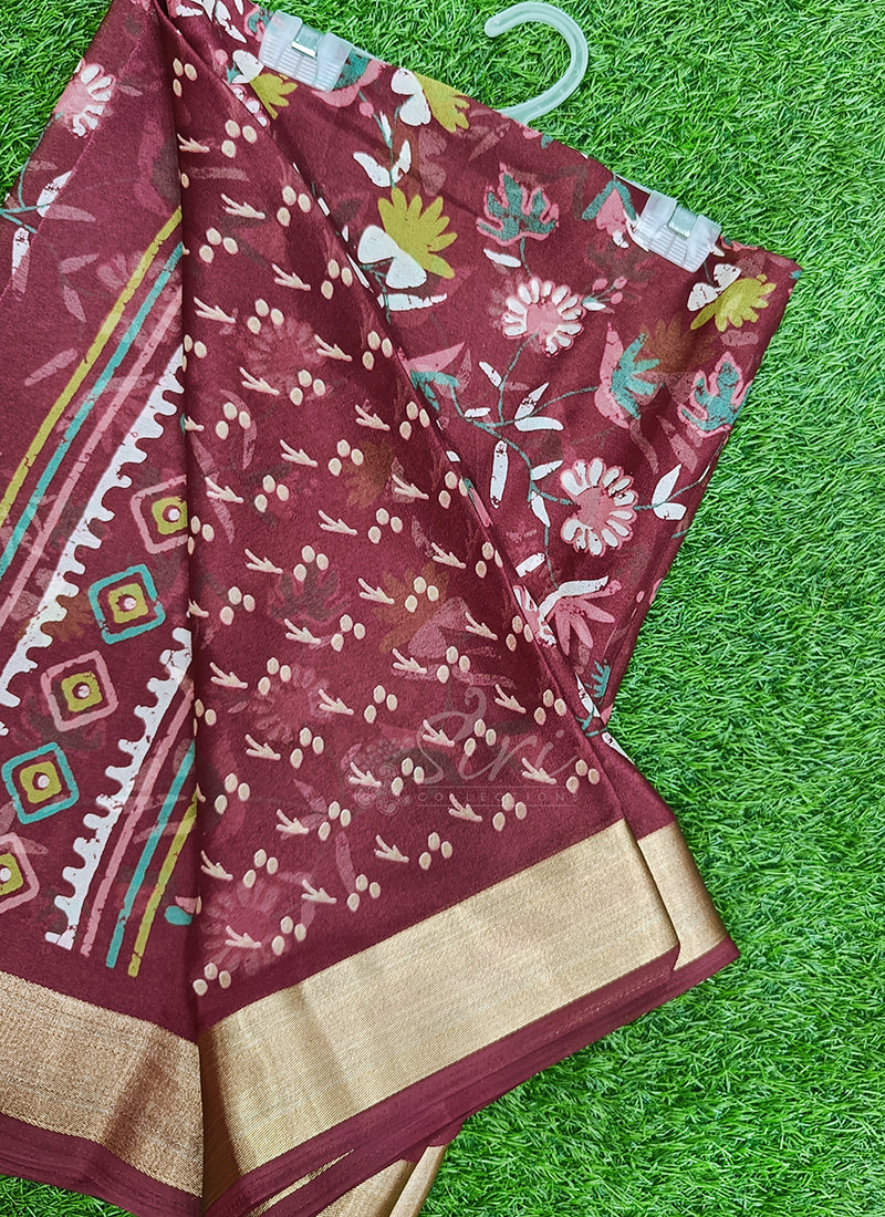 Beautiful Printed Moss Georgette Saree