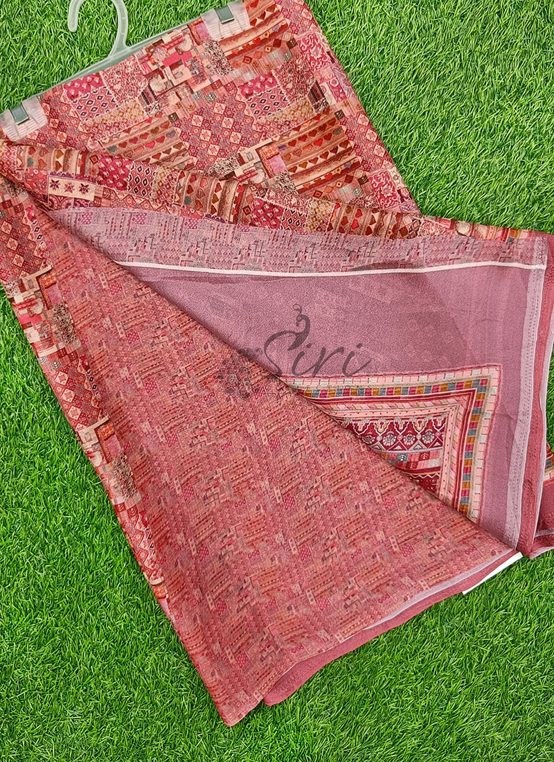 Lovely Digital Print Georgette Saree
