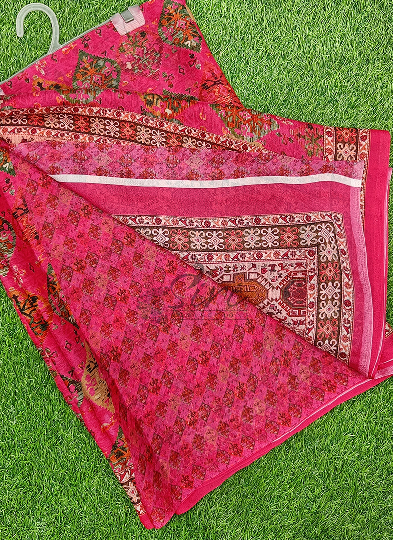 Lovely Digital Print Georgette Saree