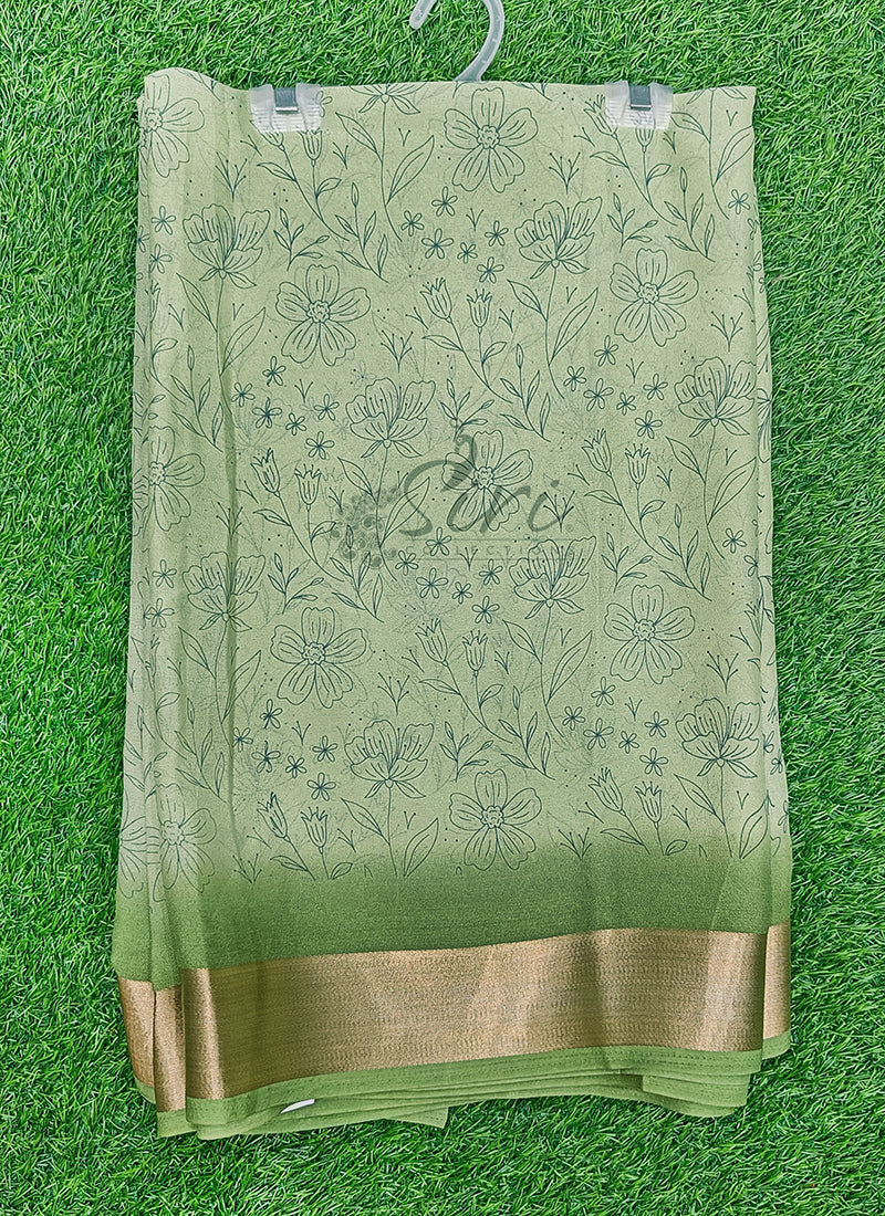 Beautiful Printed Moss Georgette Saree
