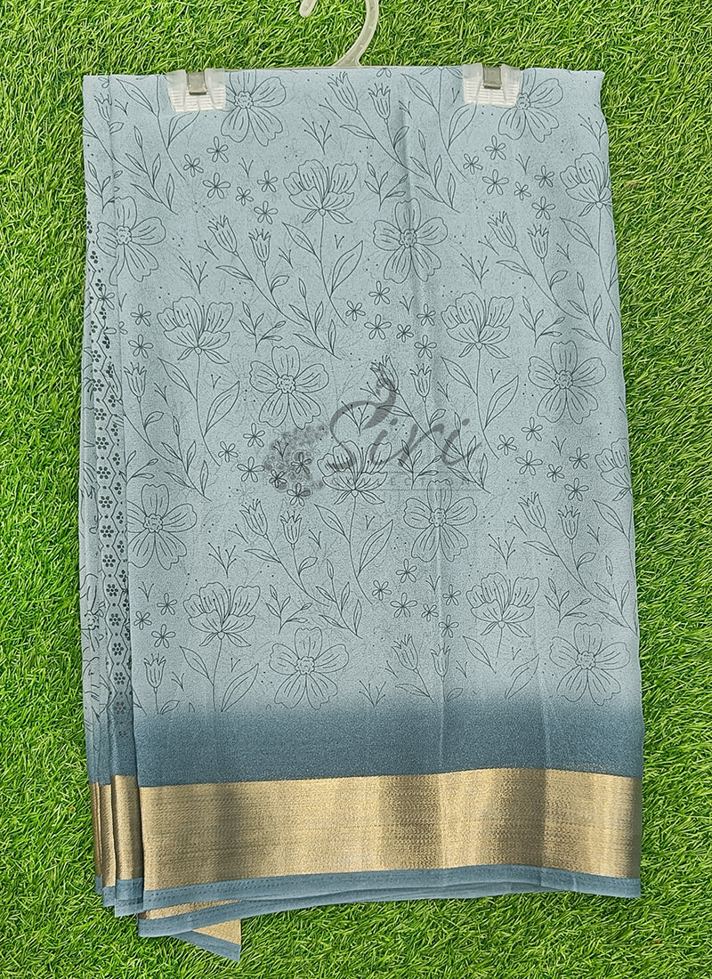 Beautiful Printed Moss Georgette Saree