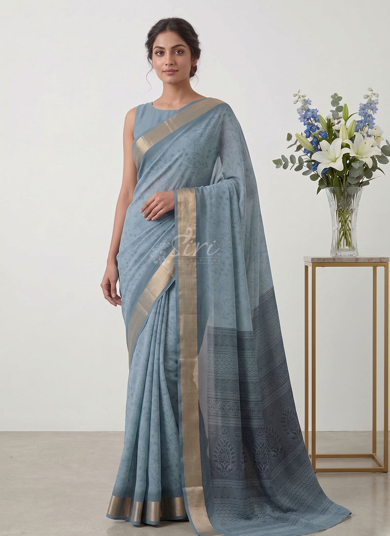 Beautiful Printed Moss Georgette Saree