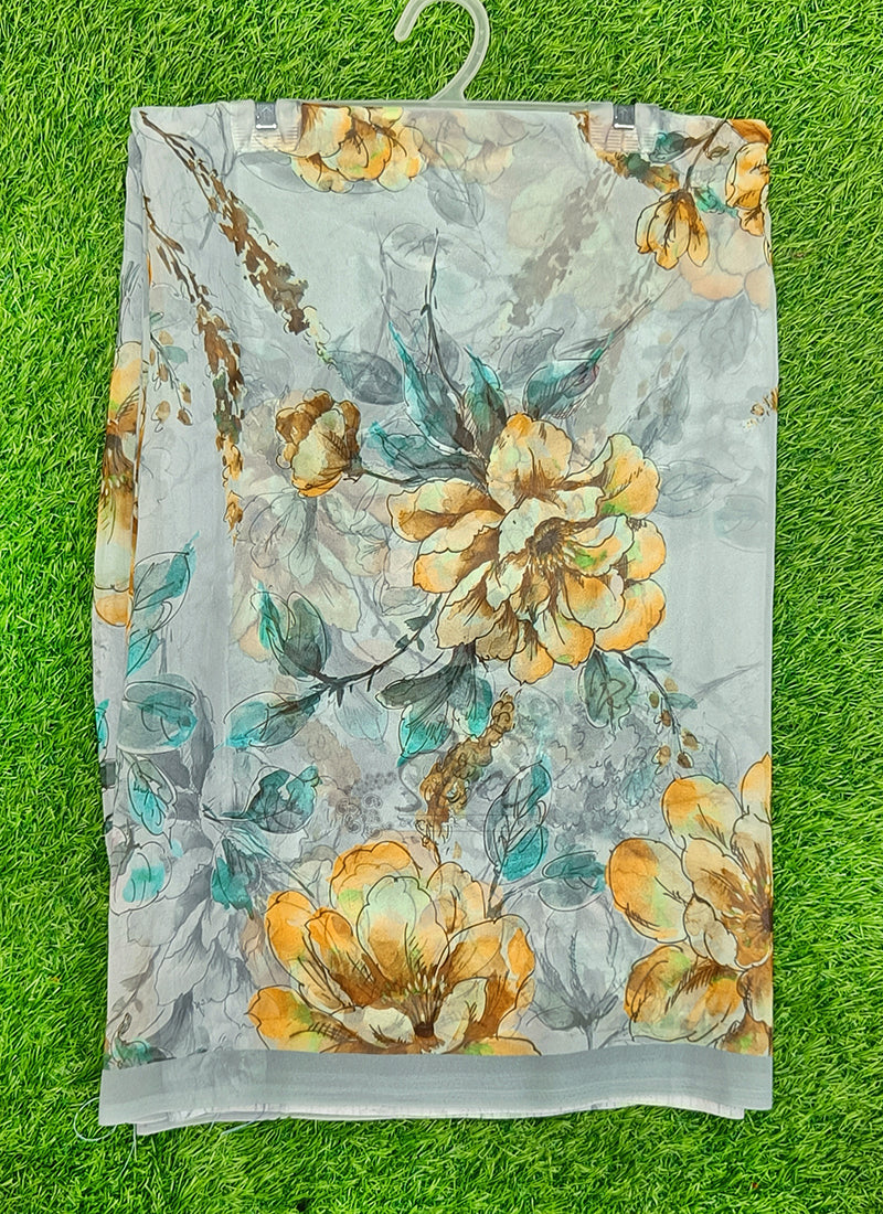 Latest Beautiful Digital Print Floral Georgette Saree