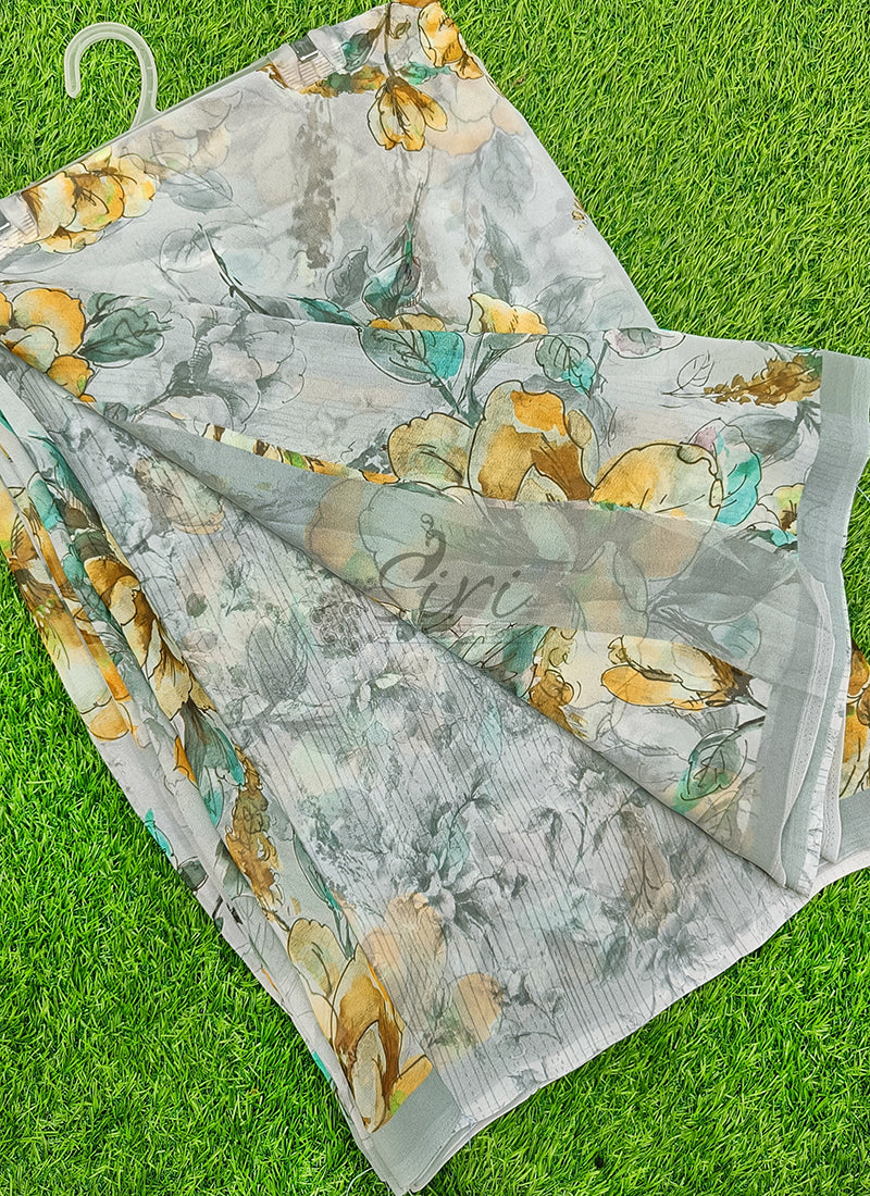 Latest Beautiful Digital Print Floral Georgette Saree
