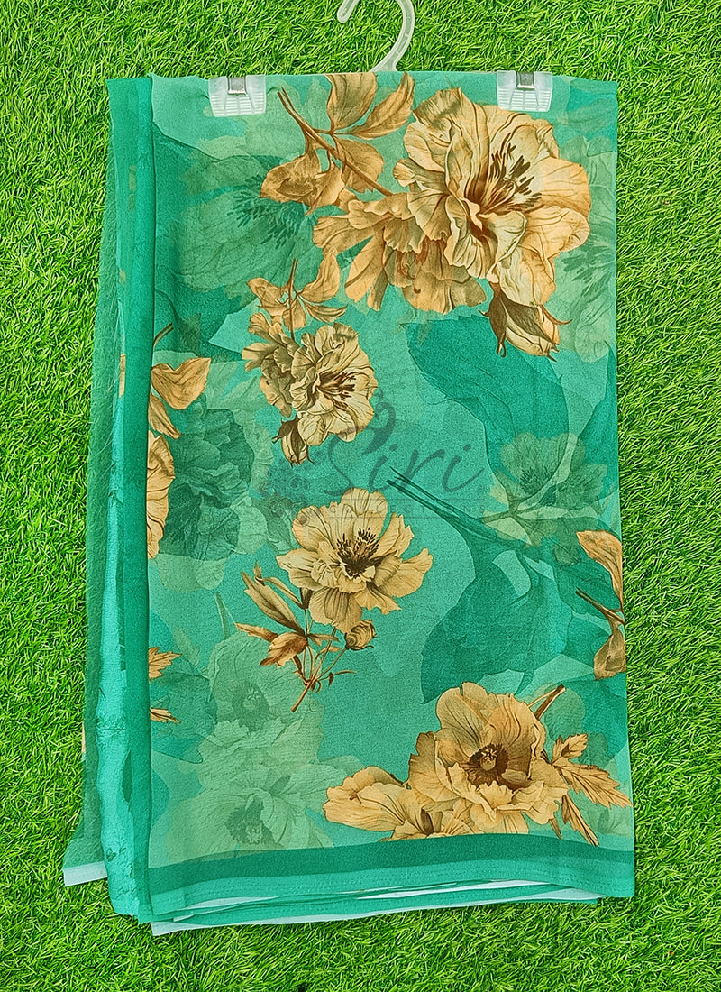 Latest Beautiful Digital Print Floral Georgette Saree