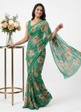 Latest Beautiful Digital Print Floral Georgette Saree