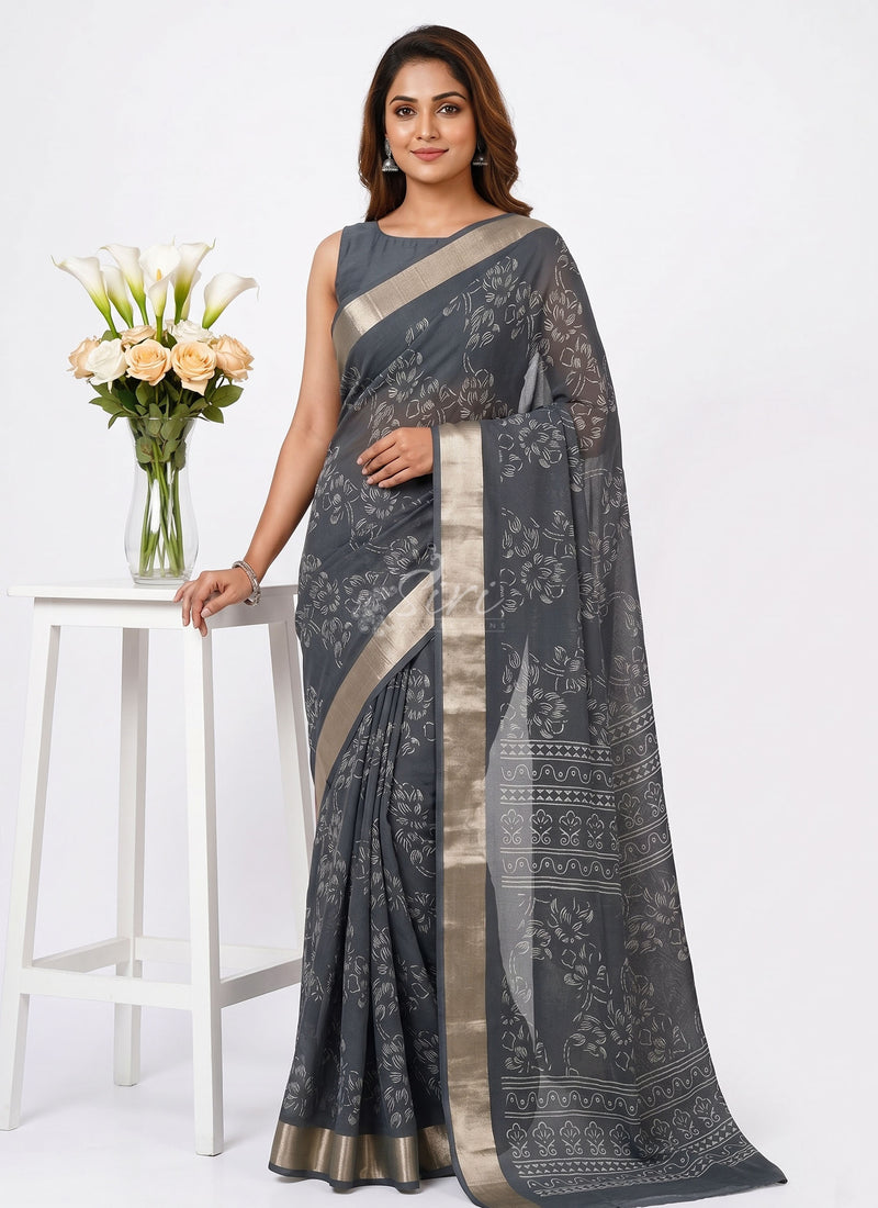 Beautiful Printed Moss Georgette Saree