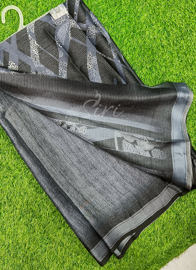 Trendy Digital Print Georgette Saree in Fine Shimmer Stipes