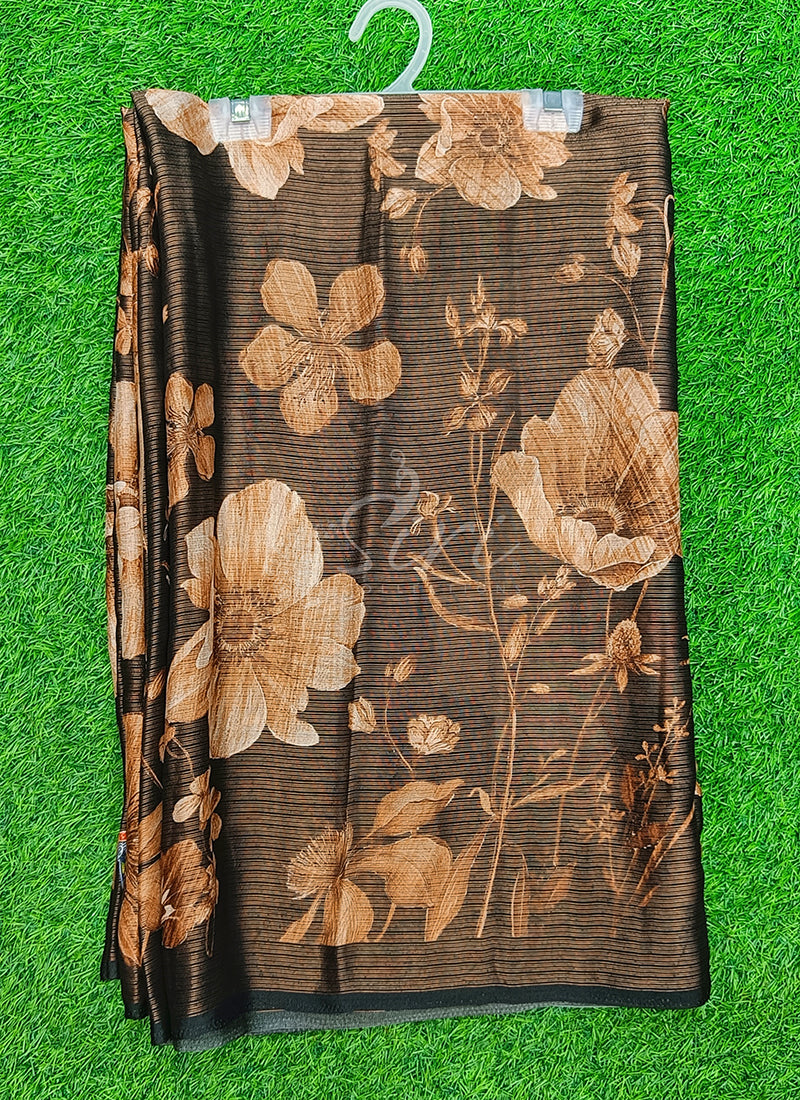 Trendy Digital Print Georgette Saree in Fine Shimmer Stripes