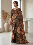 Trendy Digital Print Georgette Saree in Fine Shimmer Stripes
