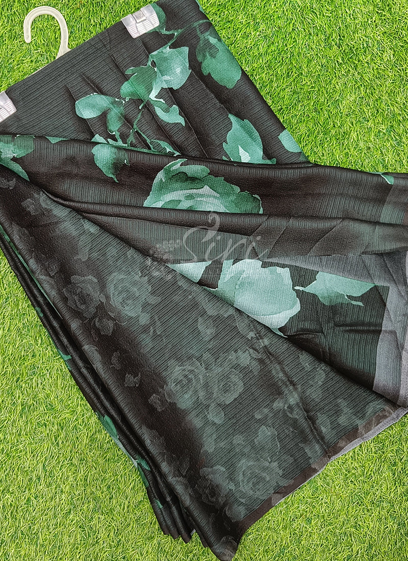 Trendy Digital Print Georgette Saree in Fine Shimmer Stripes