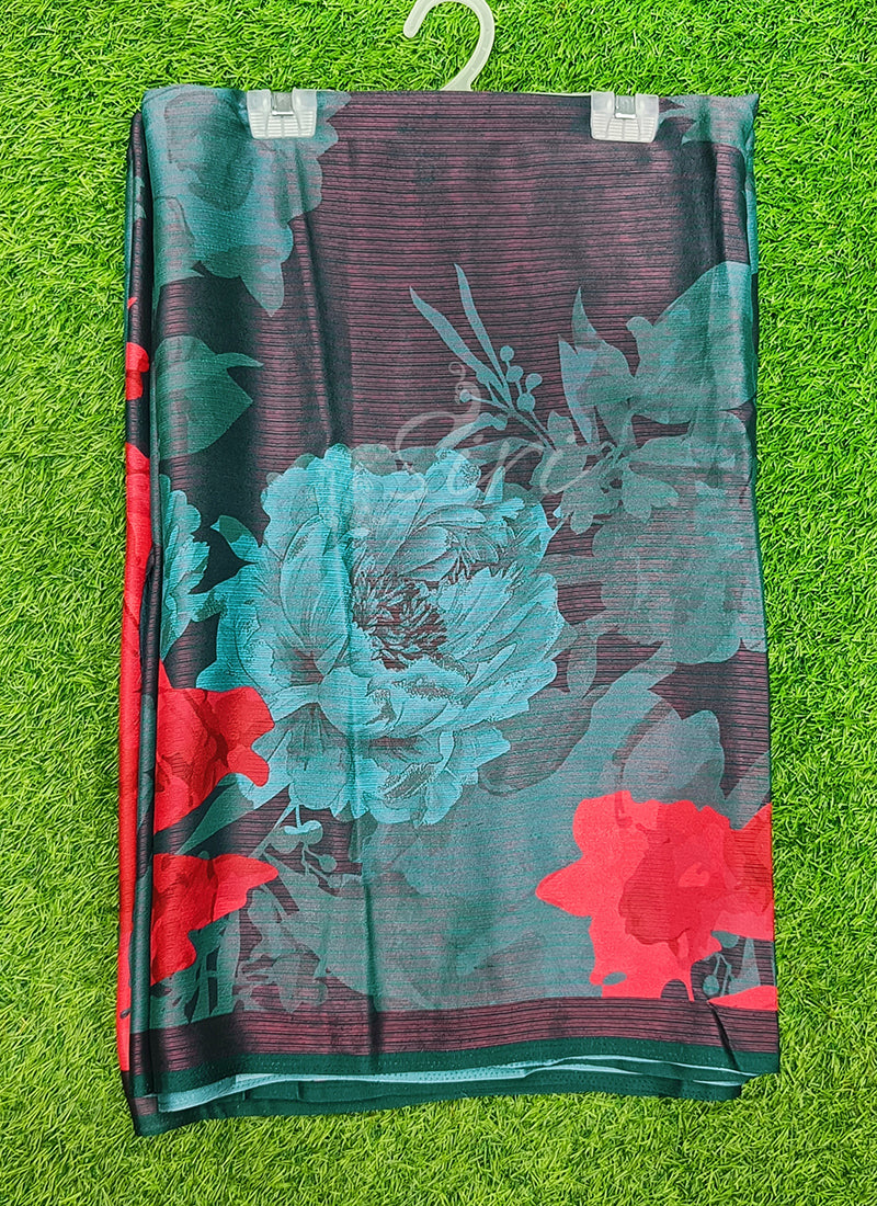 Trendy Digital Print Georgette Saree in Fine Shimmer Stripes