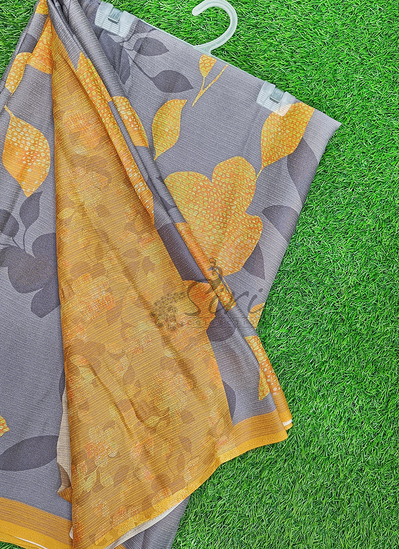 Trendy Digital Print Georgette Saree in Fine Shimmer Stripes