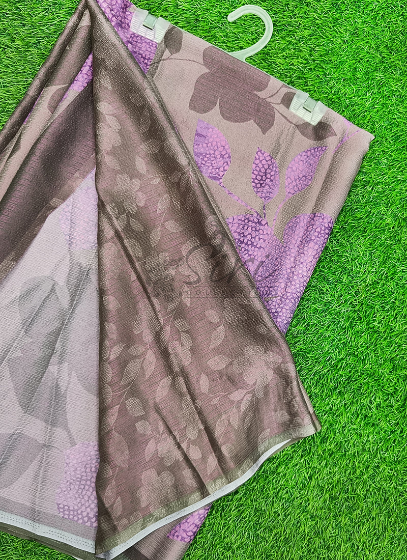 Trendy Digital Print Georgette Saree in Fine Shimmer Stripes