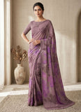 Trendy Digital Print Georgette Saree in Fine Shimmer Stripes