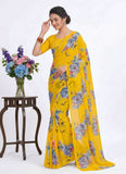 Latest Beautiful Digital Print Floral Georgette Saree