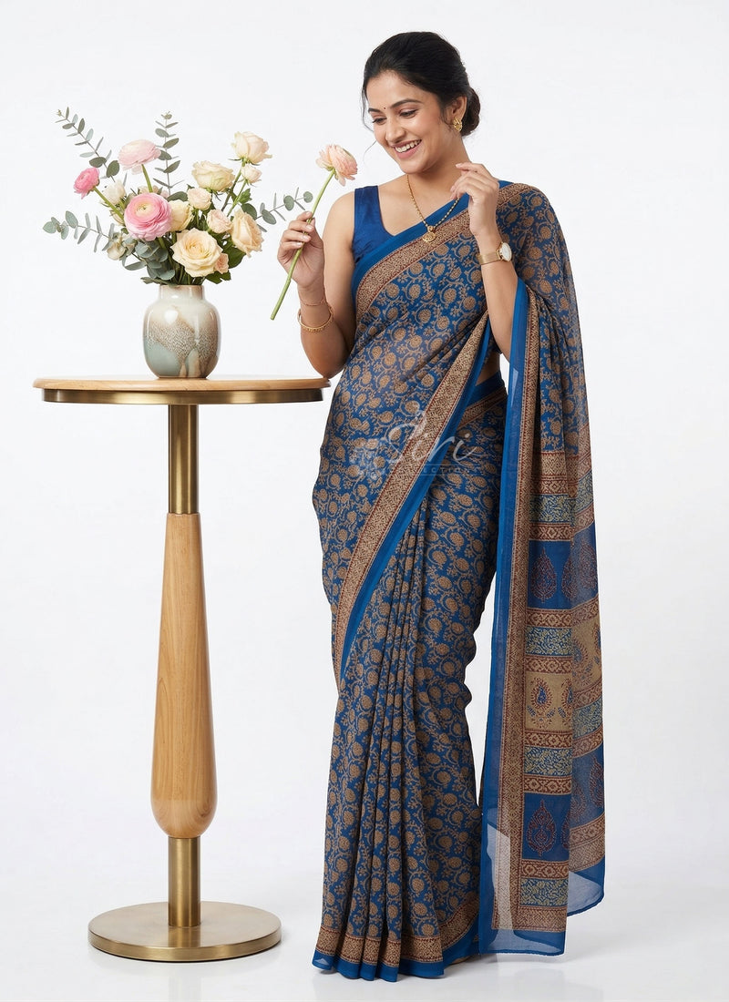 Latest Beautiful Digital Print Floral Georgette Saree