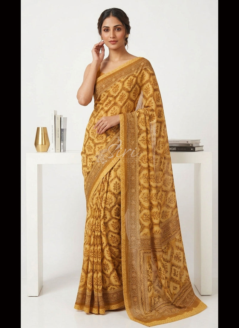 Latest Beautiful Digital Print Floral Georgette Saree