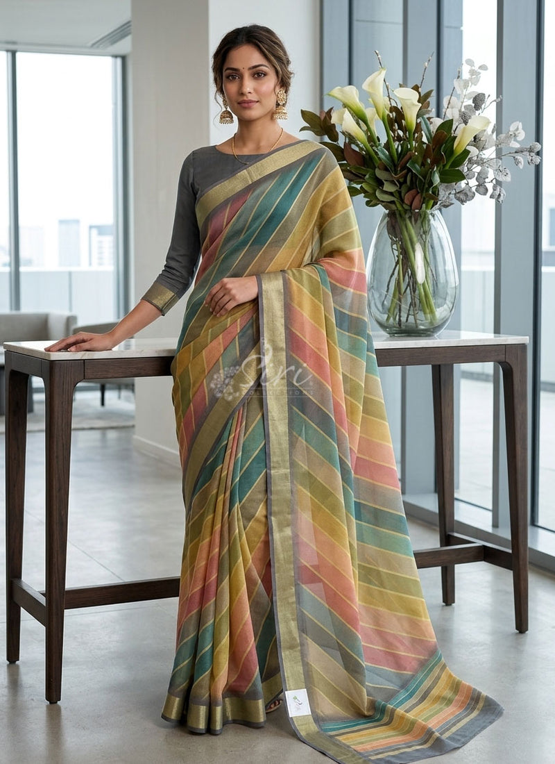 Beautiful Premium Digital Print Soft Tissue Georgette Saree