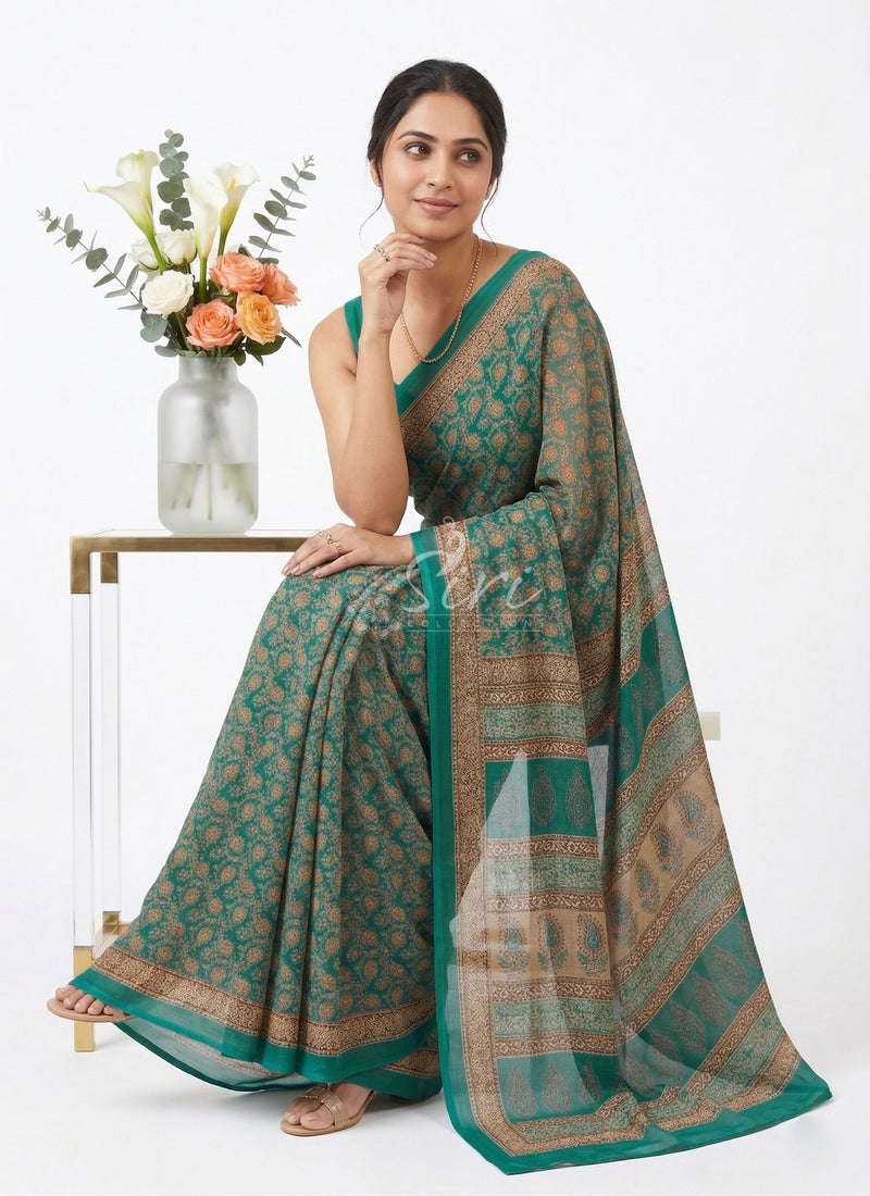 Latest Beautiful Digital Print Floral Georgette Saree