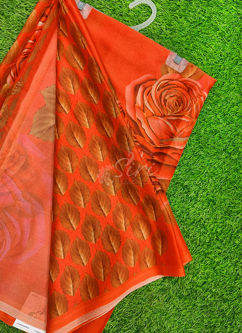 Latest Beautiful Digital Print Crepe Georgette Saree