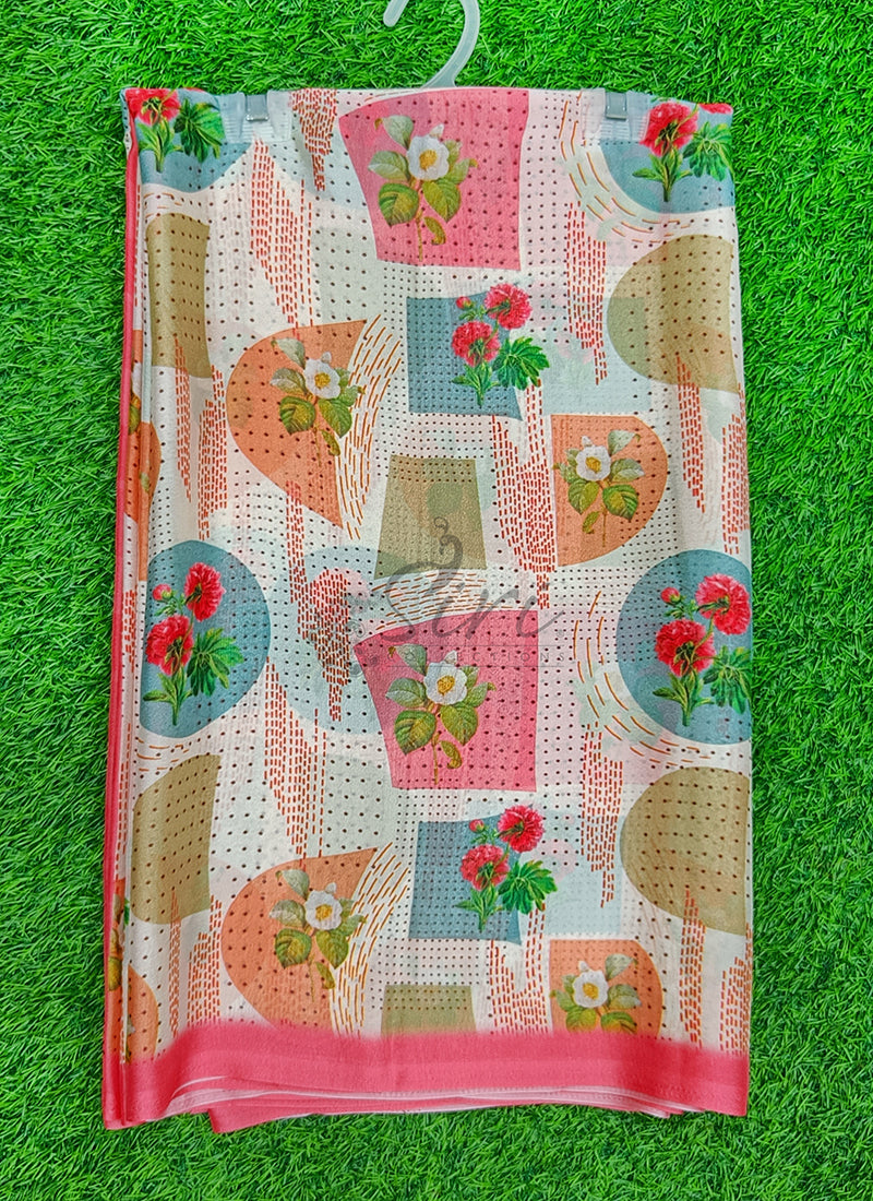 Latest Beautiful Digital Print Crepe Georgette Saree