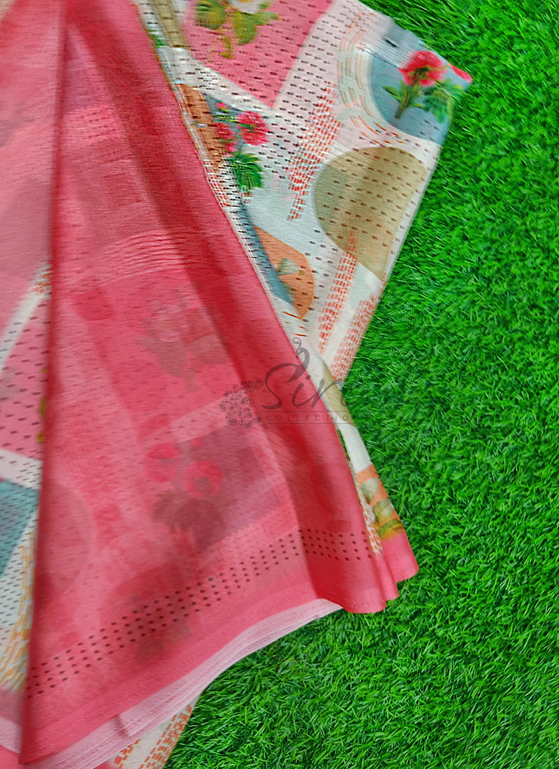 Latest Beautiful Digital Print Crepe Georgette Saree