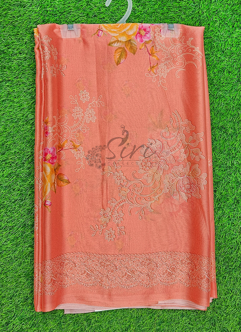 Latest Beautiful Digital Print Crepe Georgette Saree