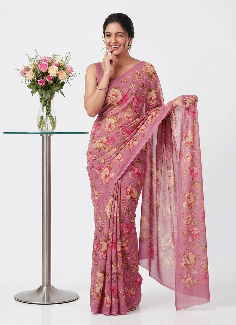Lovely Digital Print Georgette Saree