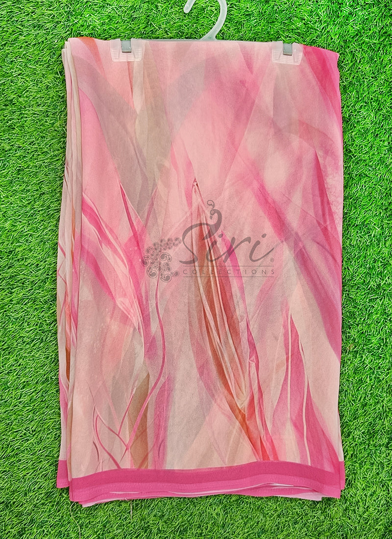 Latest Beautiful Digital Print Floral Georgette Saree