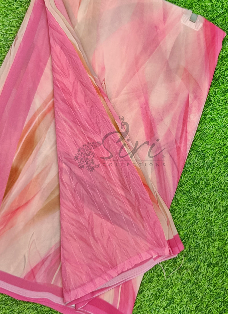 Latest Beautiful Digital Print Floral Georgette Saree