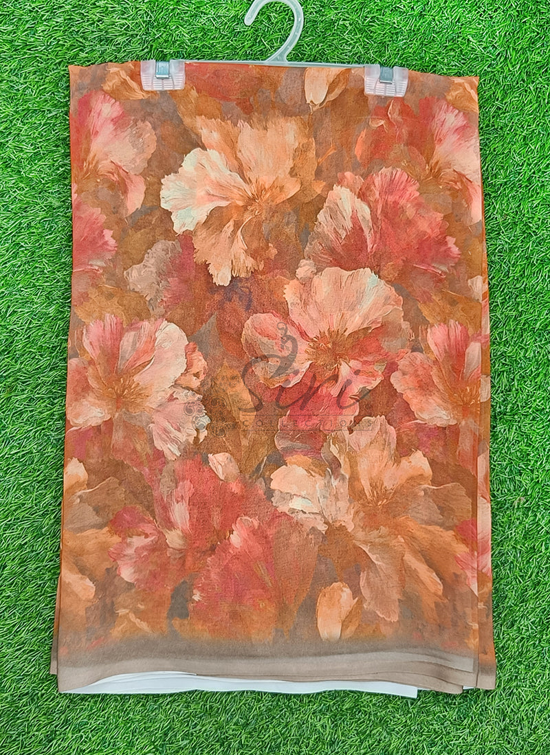 Latest Beautiful Digital Print Floral Georgette Saree