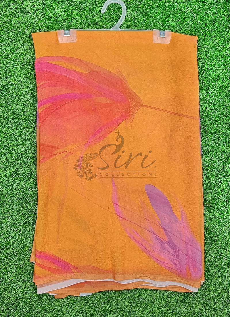 Latest Beautiful Digital Print Floral Georgette Saree