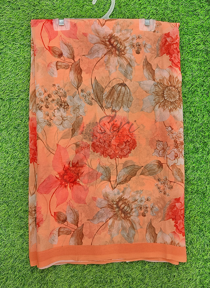 Latest Beautiful Digital Print Floral Georgette Saree
