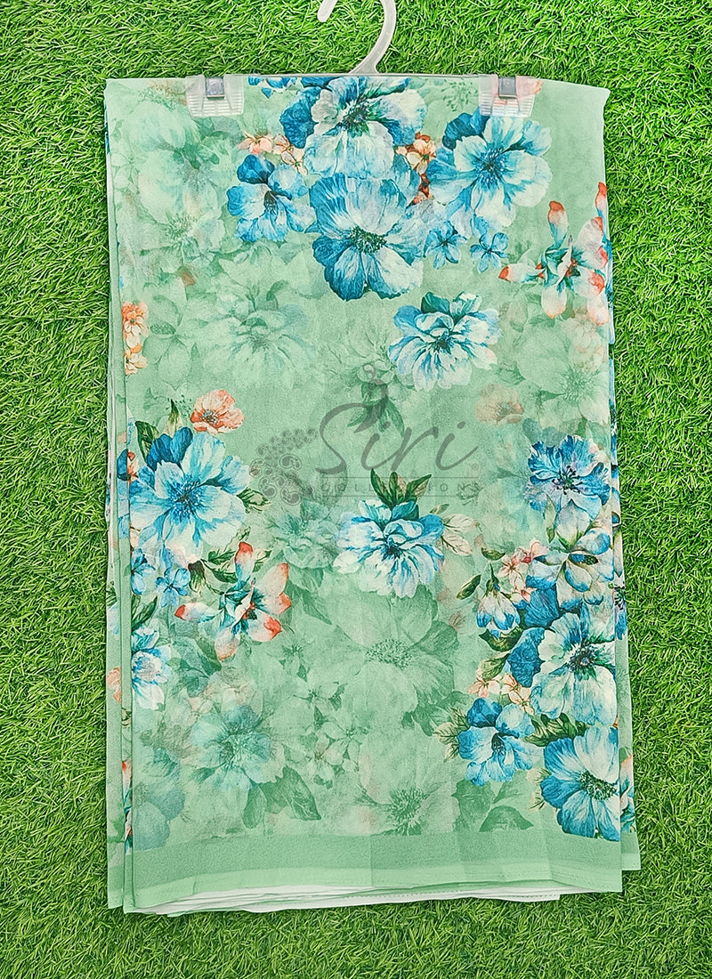 Latest Beautiful Digital Print Floral Georgette Saree