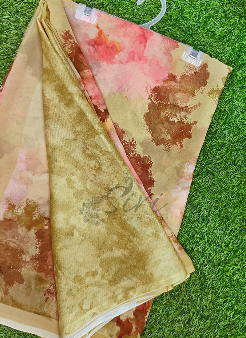 Latest Beautiful Digital Print Georgette Saree