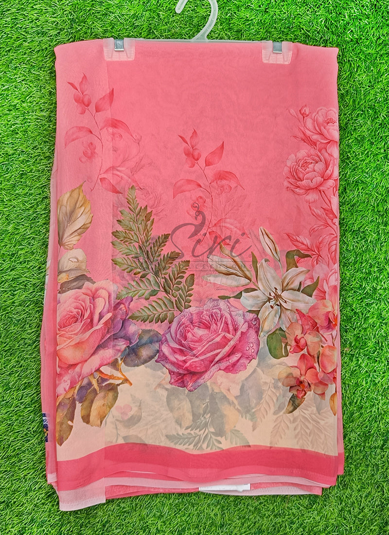 Latest Beautiful Digital Print Georgette Saree