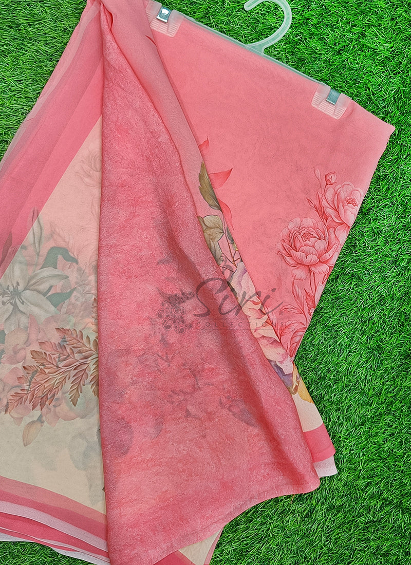 Latest Beautiful Digital Print Georgette Saree