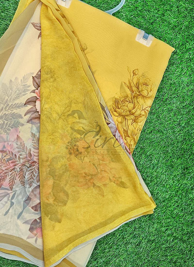 Latest Beautiful Digital Print Georgette Saree