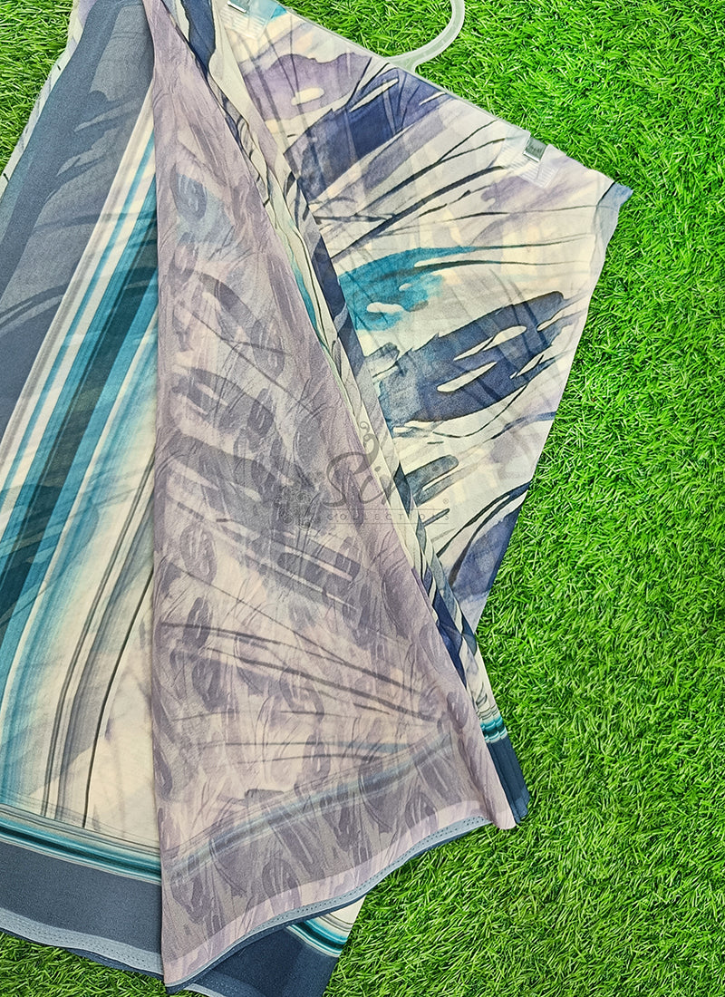 Latest Beautiful Digital Print Georgette Saree