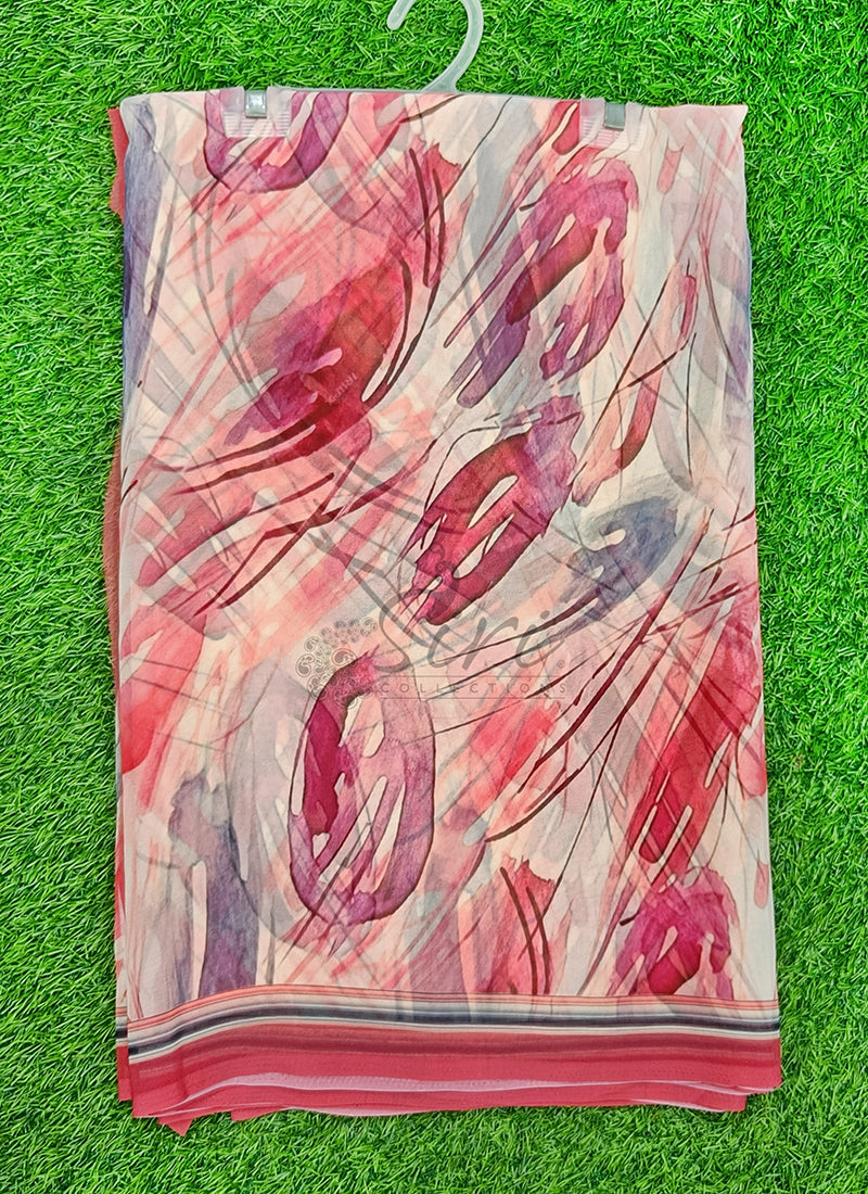 Latest Beautiful Digital Print Georgette Saree