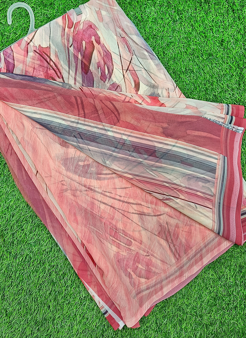 Latest Beautiful Digital Print Georgette Saree