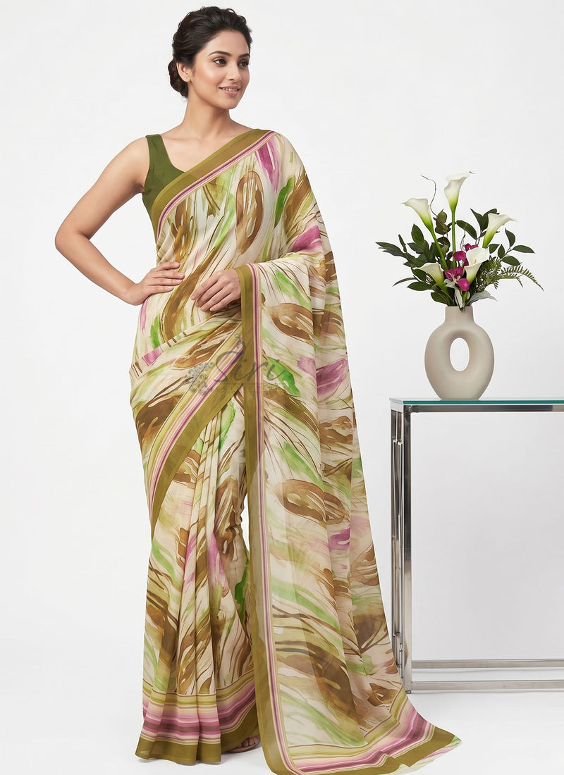 Latest Beautiful Digital Print Georgette Saree