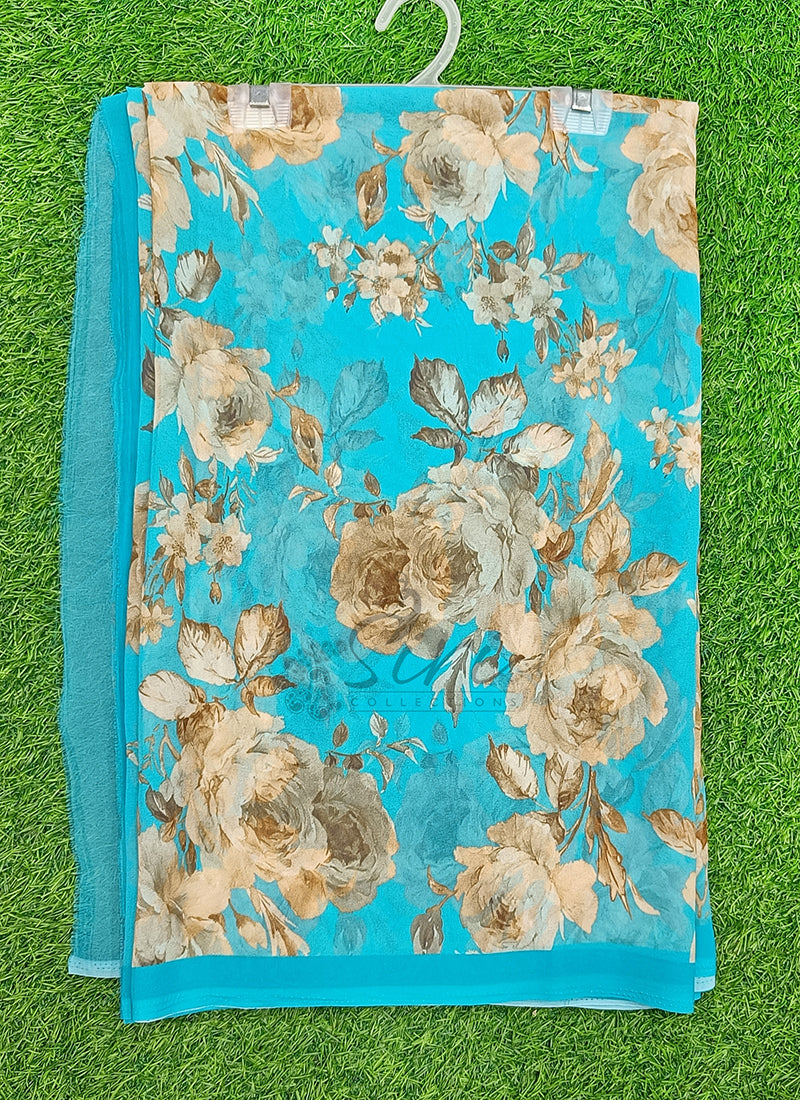 Latest Beautiful Digital Print Georgette Saree