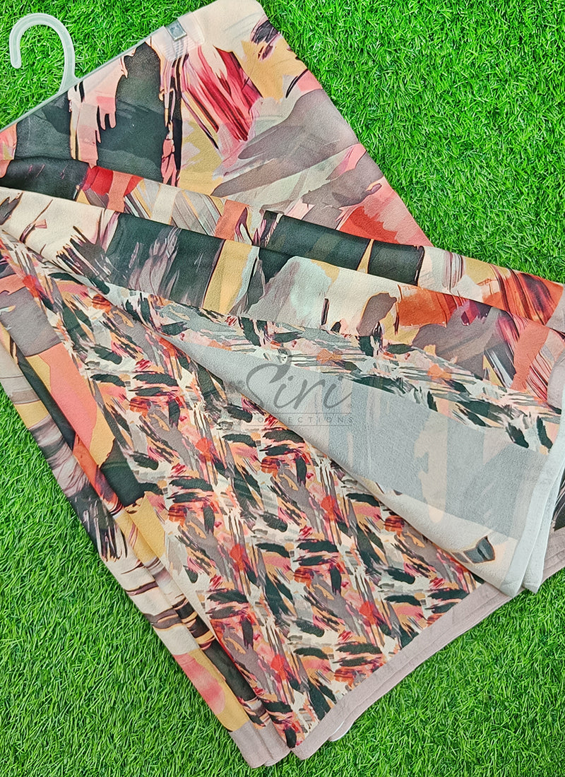 Latest Trendy Digital Print Georgette Saree