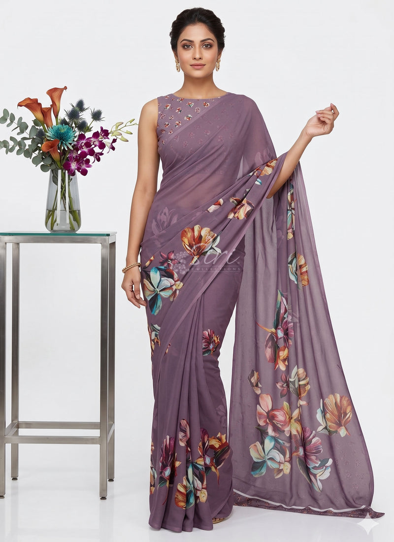 Latest Trendy Digital Print Georgette Saree with Blouse