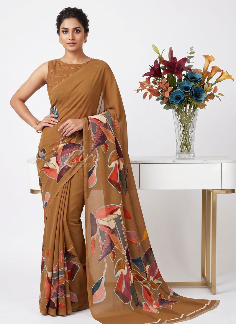 Latest Trendy Digital Print Georgette Saree with Blouse