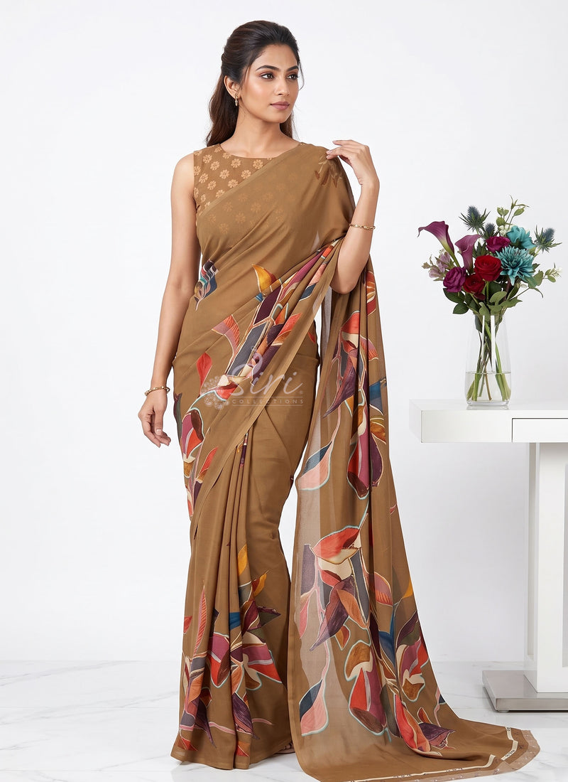 Latest Trendy Digital Print Georgette Saree with Blouse