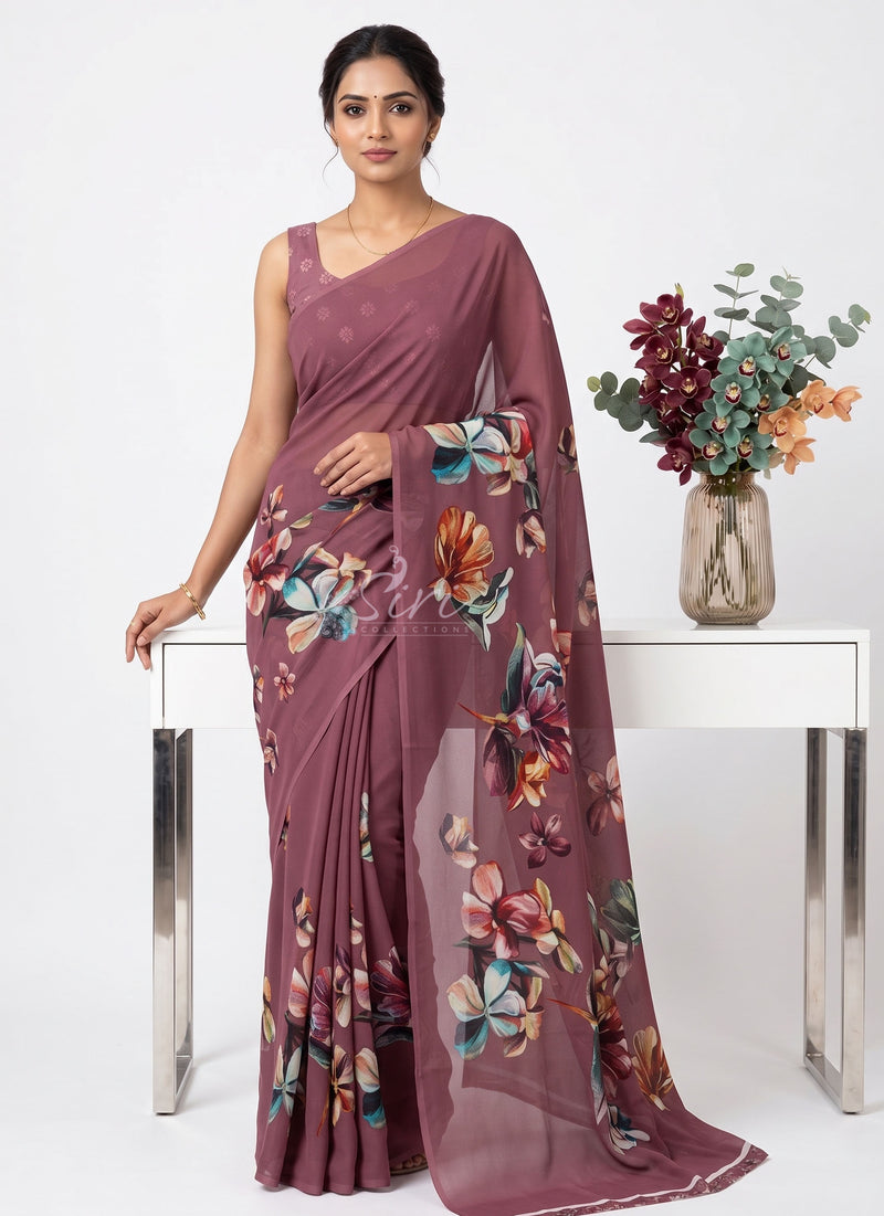 Latest Trendy Digital Print Georgette Saree with Blouse