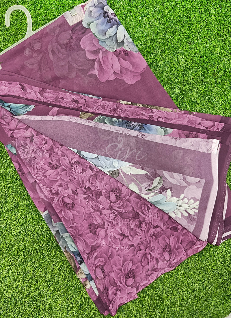 Latest Premium Digital Print Georgette Saree with Blouse